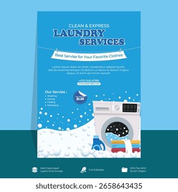 Laundry Service Flyer Template design. Laundry Service banner promotion ads.