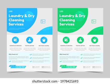 Laundry service flyer template. Laundry service poster design ideas. Cleaning service leaflet template