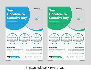Laundry service flyer template. Laundry service poster design ideas. Cleaning service leaflet template