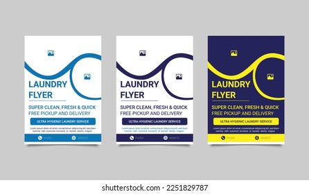 Wäscheservice Flyer. Waschplakat, Wäscheservice-Vorlage, Trockenreiniger-Flyer, Vektorbearbeitungsfähig und druckbereit
