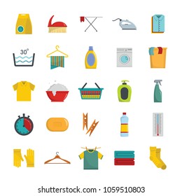 Laundry service icons set. Flat illustration of 25 laundry service vector icons for web