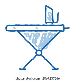 Laundry Service Ironing Equipment sketch icon vector. Hand drawn blue doodle line art isolated symbol illustration