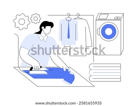 Laundry service isolated cartoon vector illustrations. Hotel maid ironing guests shirts, hospitality business, professional people, hotel laundry service, hospitality sector vector cartoon.