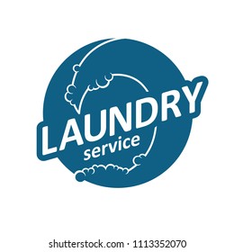 Laundry service label logo - vector illustration. Cleaning service logotype template. Washing machine sign element
