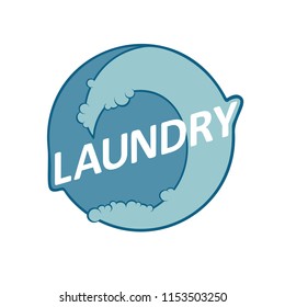 Laundry service label logo - vector illustration. Cleaning service logotype template. Washing machine sign element
