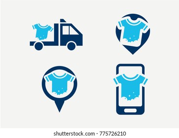 Laundry Service Logo Set Template Design Vector, Emblem, Design Concept, Creative Symbol, Icon
