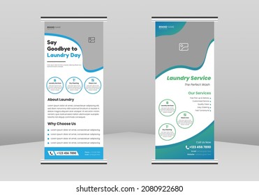 Diseño de pancarta para la acumulación de servicios de lavandería, diseño de folletos para el servicio de lavandería, plantilla de carteles para el servicio de lavandería, banner para el resumen de servicios de lavandería