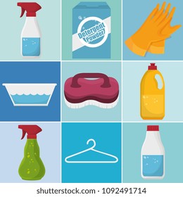 laundry service set icons