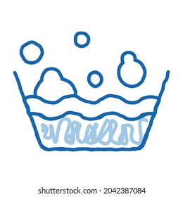 Laundry Service Soapsuds Bowl sketch icon vector. Hand drawn blue doodle line art isolated symbol illustration