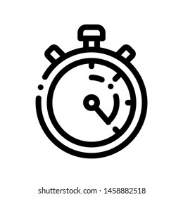Laundry Service Stop Watch Vector Thin Line Icon. Laundry Service Timer, Washing Clothes Dress Linear Pictogram. Laundromat, Dry-Cleaning, Launderette, Stain Removal Contour Illustration