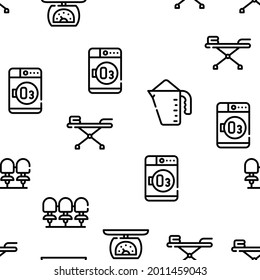 Laundry Service Tool Vector Seamless Pattern Thin Line Illustration