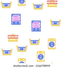 Laundry Service Tool Vector Seamless Pattern Color Line Illustration