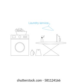 Laundry service vector illustration on a white background. Ironing, washing icons.