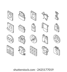 Laundry Service Washing Clothes isometric icons set. Laundry And Drying Machine For Wash And Dry Textile Clothing, Steam And Iron Device For Clean Garment Line. Housework Color .