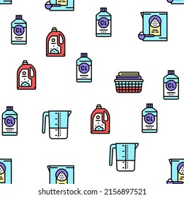 Laundry Service Washing Clothes Vector Seamless Pattern Thin Line Illustration
