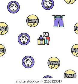 Laundry Service Washing Clothes Vector Seamless Pattern Thin Line Illustration
