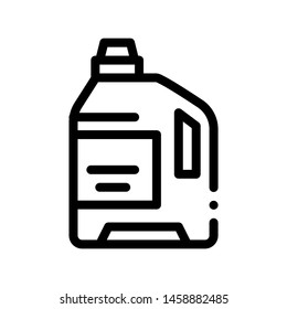 Laundry Service Washing Liquid Bottle Vector Icon. Plastic Container With Cleaning Liquid Clothes Linear Pictogram. Laundromat, Dry-Cleaning, Launderette, Stain Removal Contour Illustration