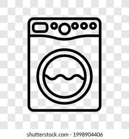 Laundry service washing machine icon. Housekeeping concept. Vector illustration isolated on transparent background.