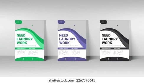Laundry services flyer design. a4 and fully editable design. 