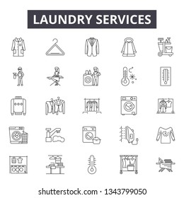 Laundry services line icons for web and mobile design. Editable stroke signs. Laundry services  outline concept illustrations