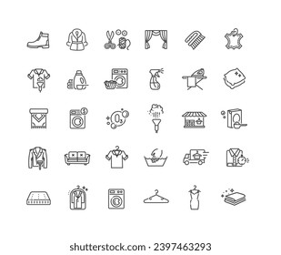Laundry services related vector line icons