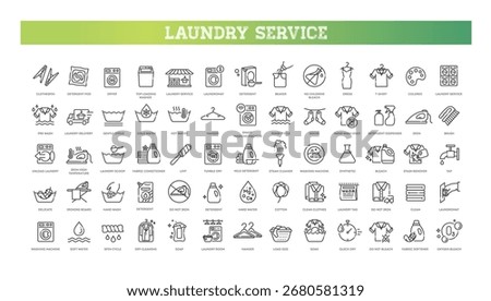 Laundry services related vector line icons
