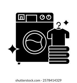 Laundry Services – Washing Machine and Clothes Representing Fabric Washing and Laundry Care. Vector illustration.