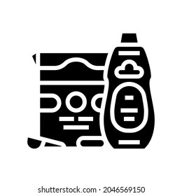 vector de icono de glifo de juego de lavandería. señal de lavandería. símbolo de contorno aislado ilustración negra
