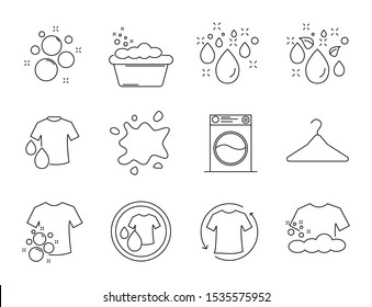 Laundry Set Icons, Included As Clothes, Washing Machine, Water, Soap And More.