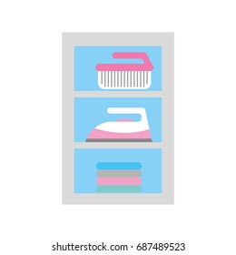 Laundry shelf with products