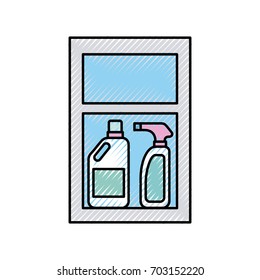 Laundry shelf with products