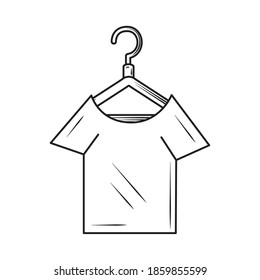 camisa de lavado en el icono de la línea de ilustración del vector del colgador
