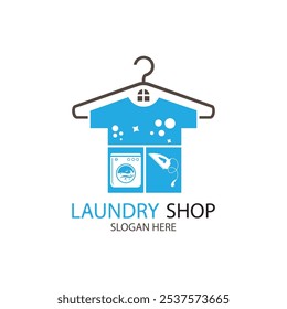 laundry shop logo design vector illustration
