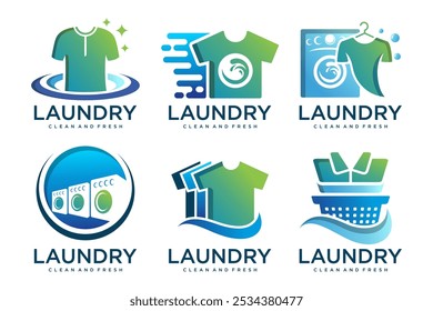 laundry shop logos design collection . Laundry service. Vector illustration