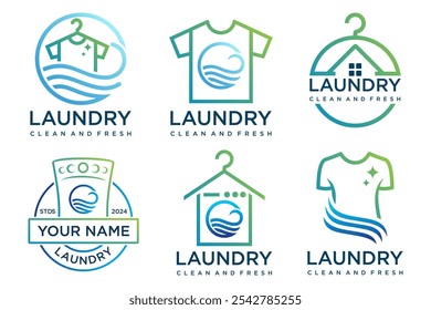 laundry shop logos design collection . Laundry service. Vector illustration