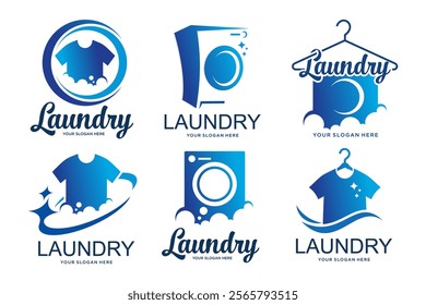 laundry shop logos design collection . Laundry service. Vector illustration