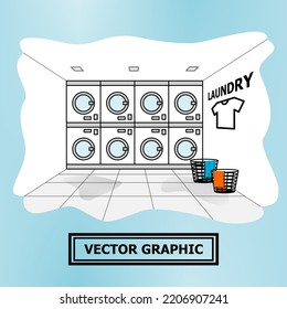 Laundry Shop Service Franchise Business Vector Illustration Graphic, Interior No People 