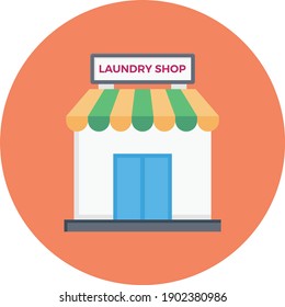 laundry shop vector flat colour icon