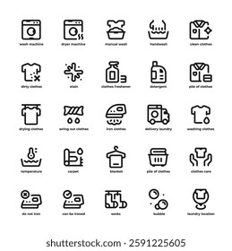 Laundry Simple Line Icon Set, Line Vector Icon 