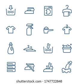 laundry simple line icons set vector illustration