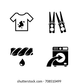 Laundry. Simple Related Vector Icons Set for Video, Mobile Apps, Web Sites, Print Projects and Your Design. Black Flat Illustration on White Background.