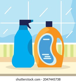 laundry soap and spray bottles
