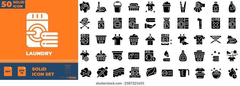 Laundry Solid Editable Icons set. Vector illustration in modern thin solid style of laundry icons: wash, detergent, washer, etc