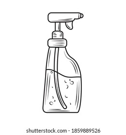 laundry, spray bottle with water vector illustration line style icon