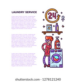 Laundry square text template. Hand drawn vector illustration