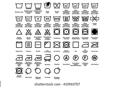 Laundry Symbol Care Symbols Vector Stock Vector (Royalty Free) 410963707