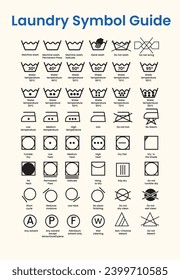 laundry symbol dry clean care guide tags and icons set vector 