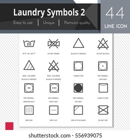 Laundry symbols 2 elements vector icons set on white background.  Premium 
quality outline symbol collection. Stroke vector logo concept, web graphics.