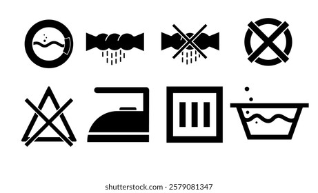 Laundry Symbols, black isolated silhouette