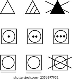 Laundry Symbols Chart. Bleach, Heat, Dry. EPS 10 Vector